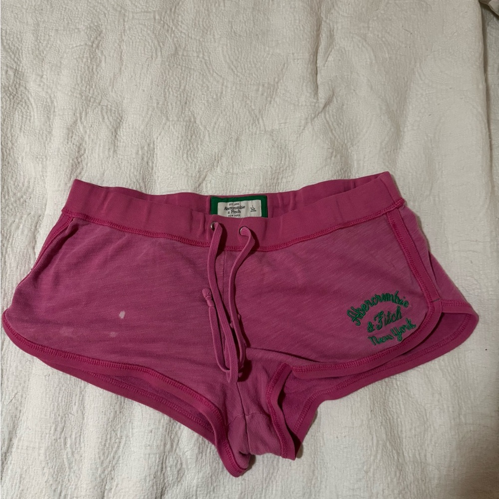 Abercrombie & Fitch Magenta Shorts with Green Logo